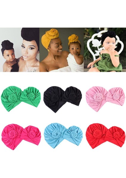 Anne ve Bebek Çiçek Türban Şapka Anne ve Bebek Üst Şapka Toddler Kırmızı Ayarla (Yurt Dışından) indirimleri