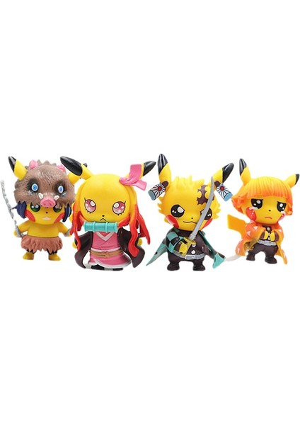 4 Adet Pipikachu Aksiyon Figürleri - Çok Renkli (Yurt Dışından)