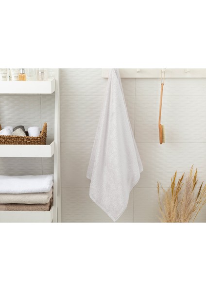 Leafy Bambu Banyo Havlusu 70 x 140 cm Beyaz