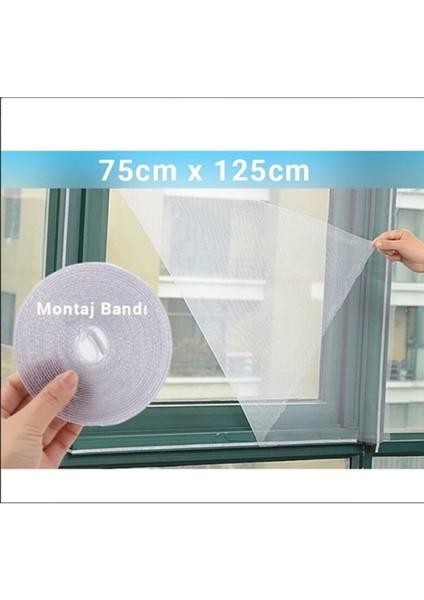 Pencere Sinekliği Tül Perde Cırt Bantlı Kolay Kurulum Sineklik 75X125 cm Tek Kanat (1 Adet)
