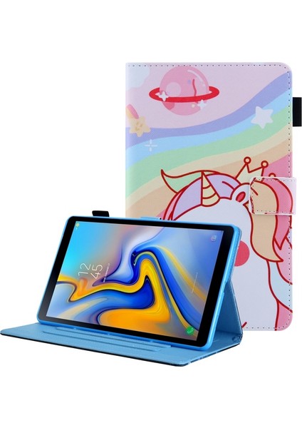 Galaxy Tab A8 10.5 2021 SM-X200/X205 Için Desenli Çapraz Doku Kartlıklı Standlı Pu Deri Tablet Kılıfı (Yurt Dışından)