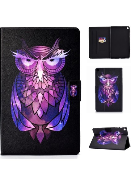 Galaxy Tab A 10.1 (2019) SM-T510 / SM-T515 Için Desenli Kartlıklı Standlı Deri Koruyucu Tablet Kılıfı (Yurt Dışından)