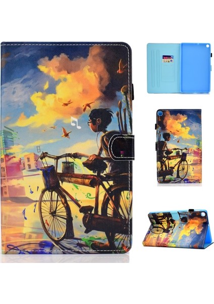 Galaxy Tab S6 Lite Için Desenli Kartlıklı Deri Tablet Kılıfı (Yurt Dışından)