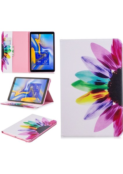 Galaxy Tab A 10.5 (2018) T590 T595 Için Desenli Standlı Cüzdan Tasarımlı Deri Tablet Kılıfı (Yurt Dışından)