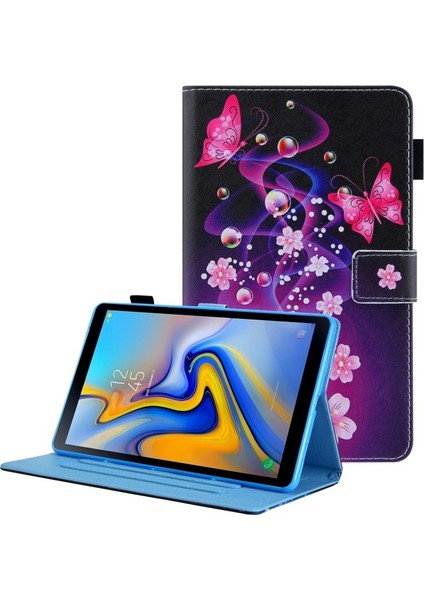 Galaxy Tab A8 10.5 2021 SM-X200/X205 Için Desenli Çapraz Doku Kartlıklı Standlı Pu Deri Tablet Kılıfı (Yurt Dışından)