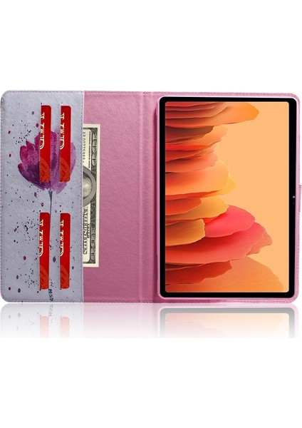 Galaxy Tab A7 10.4 Için Desenli Baskılı Pu Deri Stand Kapaklı Cüzdan Işlevli Koruyucu Tablet Kılıfı (Yurt Dışından)