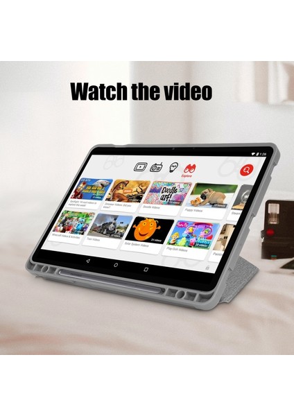 Galaxy Tab S7 Fe T736 Için Kalem Bölmeli Standlı Kumaş + Deri Tablet Kılıfı - Gri (Yurt Dışından) fırsatları