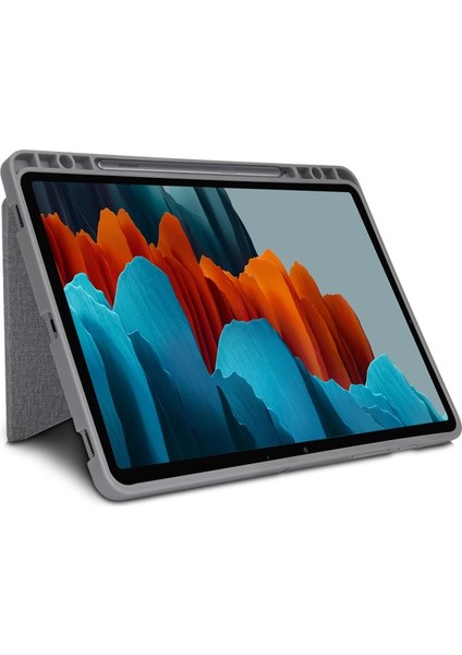 Galaxy Tab S7 Fe T736 Için Kalem Bölmeli Standlı Kumaş + Deri Tablet Kılıfı - Gri (Yurt Dışından) indirimleri