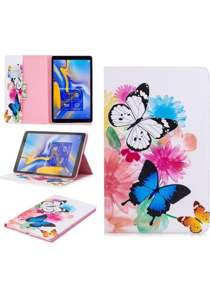 Galaxy Tab A 10.5 (2018) T590 T595 Için Desenli Standlı Cüzdan Tasarımlı Deri Tablet Kılıfı (Yurt Dışından)