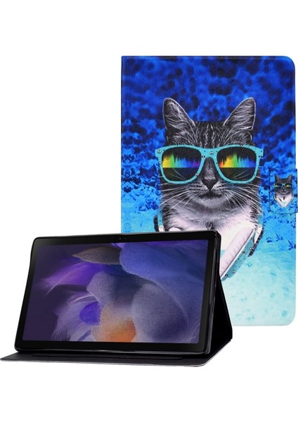 Galaxy Tab A8 Için Desenli Baskılı Pu Deri Stand Kapaklı Kart Yuvalı Koruyucu Tablet Kılıfı (Yurt Dışından)