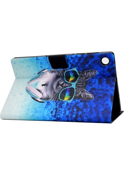 Galaxy Tab A8 Için Desenli Baskılı Pu Deri Stand Kapaklı Kart Yuvalı Koruyucu Tablet Kılıfı (Yurt Dışından)