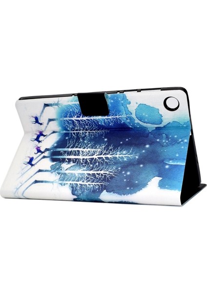 Galaxy Tab A8 Için Desenli Baskılı Pu Deri Stand Kapaklı Kart Yuvalı Koruyucu Tablet Kılıfı (Yurt Dışından)