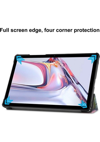 Galaxy Tab A7 10.4 Için Desenli Baskılı Pu Deri Stand Kapaklı Koruyucu Tablet Kılıfı (Yurt Dışından)