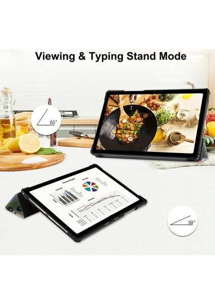 Galaxy Tab A7 10.4 Için Desenli Baskılı Pu Deri Stand Kapaklı Koruyucu Tablet Kılıfı (Yurt Dışından)
