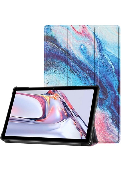 Galaxy Tab A7 10.4 Için Desenli Baskılı Pu Deri Stand Kapaklı Koruyucu Tablet Kılıfı (Yurt Dışından)