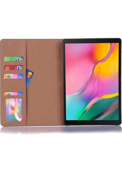 Galaxy Tab A7 10.4 (2020) Için Retro Desenli Standlı Cüzdan Tasarımlı Deri Akıllı Tablet Kılıfı - Gri (Yurt Dışından)