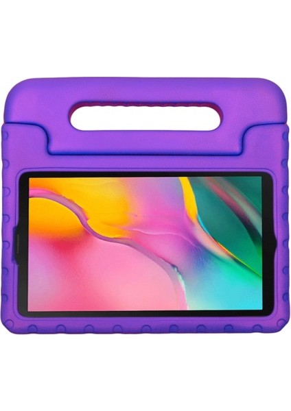 Galaxy Tab A 8.0 Wi-Fi (2019) SM-T290 Için Darbeye Dayanıklı Standlı Kulplu Eva Köpük Tablet Kılıfı - Mor (Yurt Dışından)