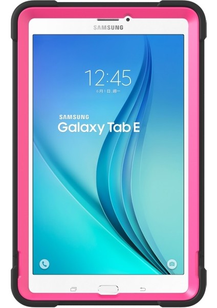 Galaxy Tab E 9.6 T560 Için Düşmeye Toza Dayanıklı Pc + Tpu Koruyucu Standlı Tablet Kılıfı - Siyah/rosé (Yurt Dışından)