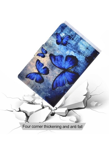 Galaxy Tab A 10.1 (2016) Için Darbeye Dayanıklı Baskılı Kartlıklı Standlı Pu Deri Tablet Kılıfı - Mavi (Yurt Dışından) fırsatları