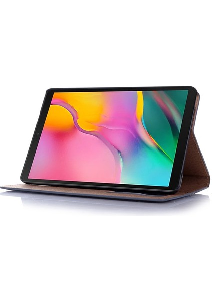 Galaxy Tab A 8.0 Wi-Fi (2019) SM-T290 Için Retro Desenli Standlı Cüzdan Tasarımlı Deri Akıllı Tablet Kılıfı - Koyu Gri (Yurt Dışından)