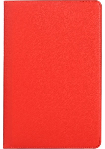 Galaxy Tab A 10.1 (2016) Için Döner Standlı Litchi Deri Tablet Kılıfı - Kırmızı (Yurt Dışından)