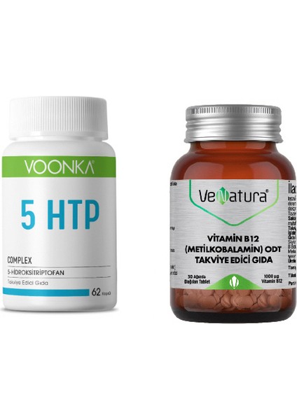 5 Htp Complex Takviye Edici Gıda 62 Kapsül + B12 Vitamini Metilkobalamin 30 Tablet