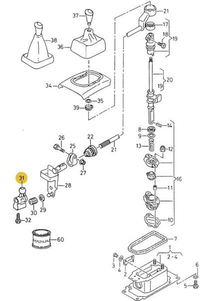 Vw Volkswagen Jetta 1986-1992 Vites Değiştirme Mekanizması Vites Parmağı Levyesi 191711233