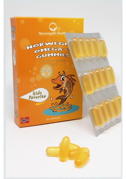 Health Omega 3 Gummies 30 Kapsül Çiğnenebilir Norveç Balık Yağı