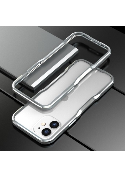 Apple iPhone 12 Mini Metal Tampon Kenarlı Telefon Kılıfı - Siyah(Yurt Dışından)