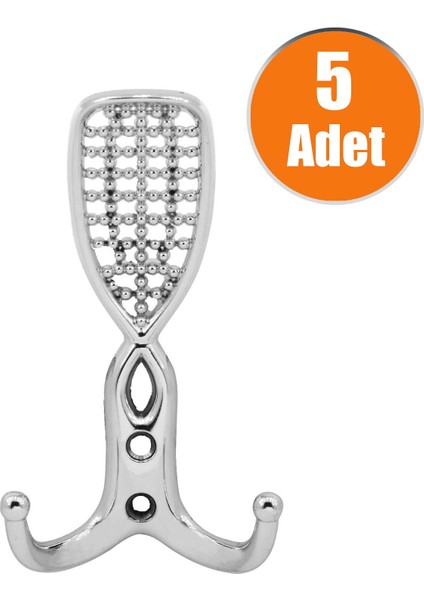 Osmanlı Portmanto Vestiyer Duvar Askısı Dolap Elbise Askılığı Krom (5 Adet)