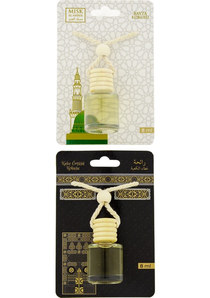 Medine Ravza Kokusu ve Kabe Örtüsü Kokusu 8 ml Araba Kokusu Cam Şişe