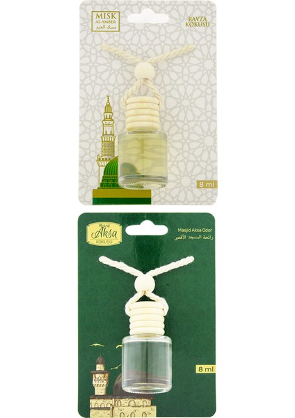 Medine Ravza Kokusu ve Mescidi Aksa Kokusu 8 ml Araba Kokusu Cam Şişe