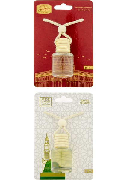 Kubbetüs Sahra Kokusu ve Medine Ravza Kokusu 8 ml Araba Kokusu Cam Şişe