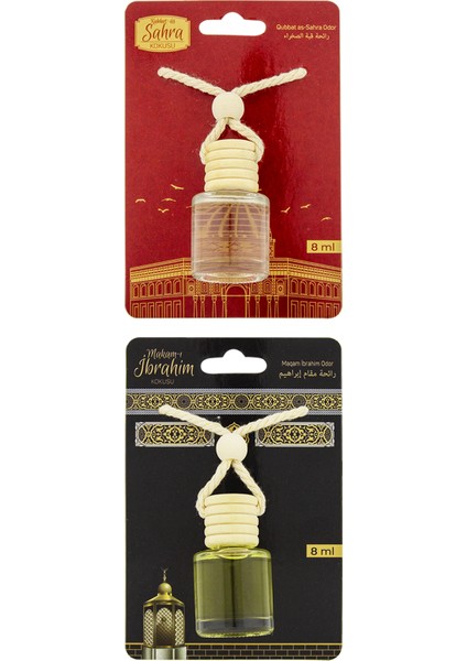 Kubbetüs Sahra Kokusu ve Makamı Ibrahim Kokusu 8 ml Araba Kokusu Cam Şişe