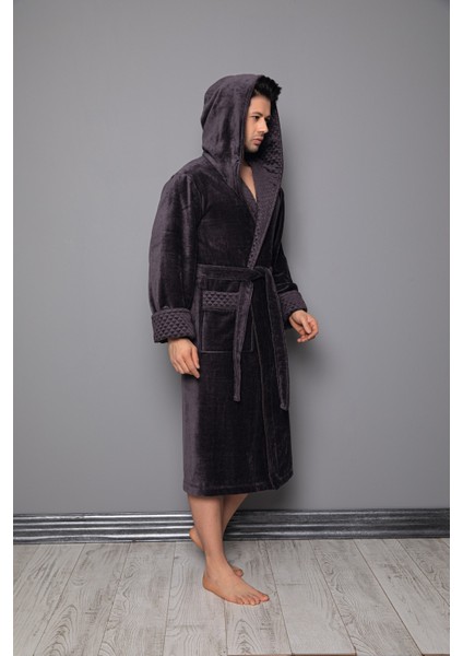 Koyu Kahverengi Kapüşonlu Yaka Piramit Jakar Bambu Pamuklu Bornoz fiyatları