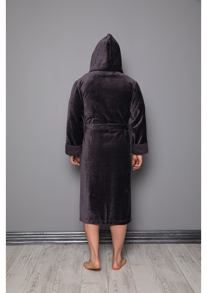 Koyu Kahverengi Kapüşonlu Yaka Piramit Jakar Bambu Pamuklu Bornoz modelleri