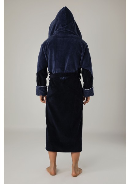 Nışa Çift Renk Bambo Cotton Erkek Bornozu