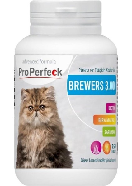 Properfeck Kedi Brewers Biotin Sarmısak Tüy Sağlığı 150 Tablet
