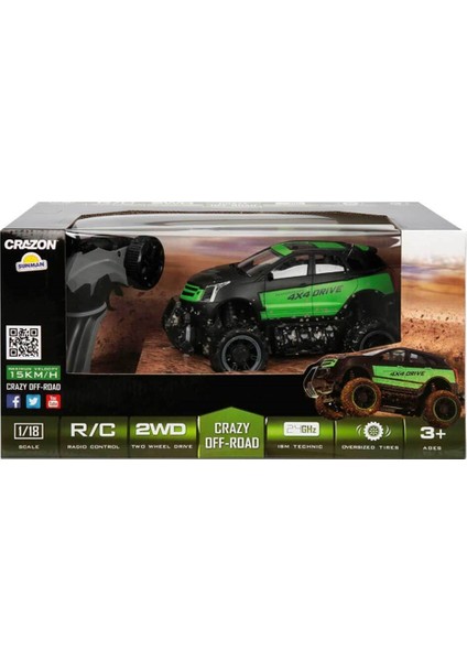 1:18 Uzaktan Kumandalı 4x4 Crazy Off-Road Araba 32121 Yeşil Siyah