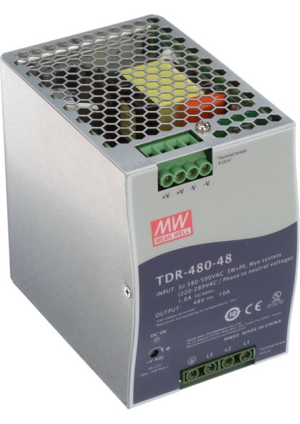 TDR-480-48 48VDC 10.0AMP Dın Rail Trifaze Güç Kaynağı