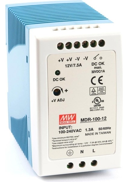 MDR-100-12 12VDC 7.50AMP Dın Rail Güç Kaynağı