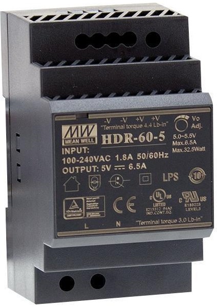 HDR-060-05 5VDC 6.5AMP Dın Rail Stepshape Güç Kaynağı