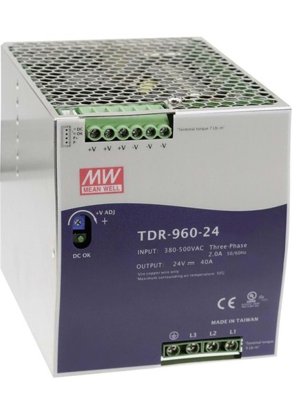 TDR-960-24  	24VDC 40.0AMP Dın Rail Trifaze  Meanwell Güç Kaynağı