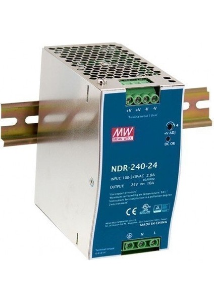 Mean Well  NDR-240-24  	24VDC 10.0AMP Dın Rail   Güç Kaynağı