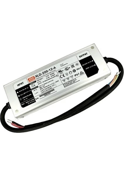 Mean Well  XLG-200-12-A  -12VDC,16.0AMP,CURRENT ADJ.,(8.4~12VDC Cc)   Güç Kaynağı