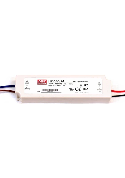 Mean Well  Lpv-60-24  	24VDC 2.5AMP IP67	   Güç Kaynağı