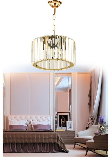 Istanbul Avize Lüx Elmas 20 Gold Kristal Taşlı Avize