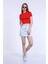 Kadın Kırmızı Bisiklet Yaka Basic Crop T-Shirt 5