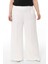 Büyük Beden Beli Yanlardan ve Arkadan Lastikli Bol Paça Double Beyaz Pantolon 1