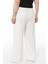 Büyük Beden Beli Yanlardan ve Arkadan Lastikli Bol Paça Double Beyaz Pantolon 3